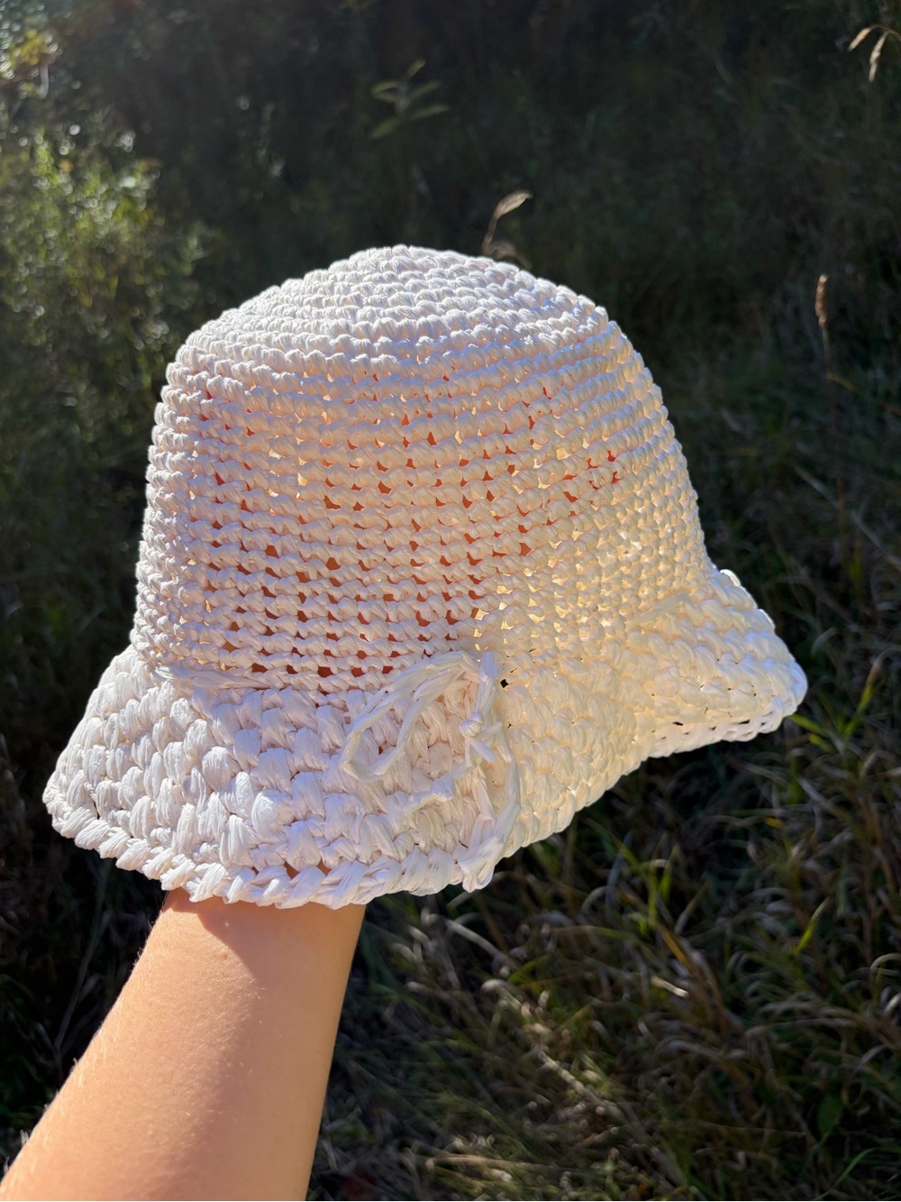 White Crochet Sun Hat - Lightweight Beach Hat